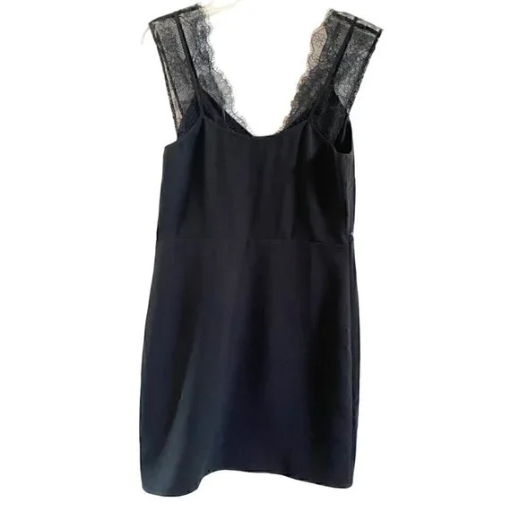 Allsaints Ally Dress Black Lace Sz 4 polyester Sheer Lace Panels LBD retail $230 - Picture 4 of 10